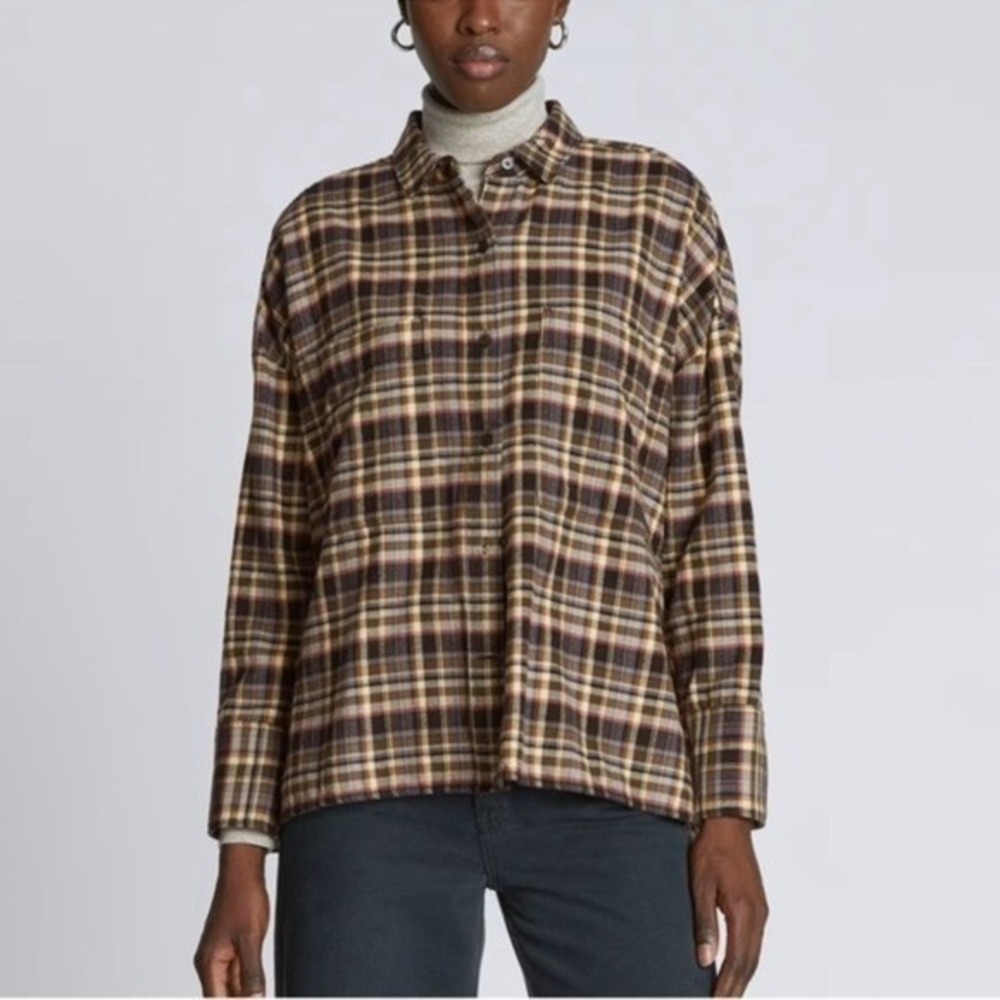 Everlane Women's Boxy Beech Plaid Flannel Shirt Size S Button Relaxed‎ NWT